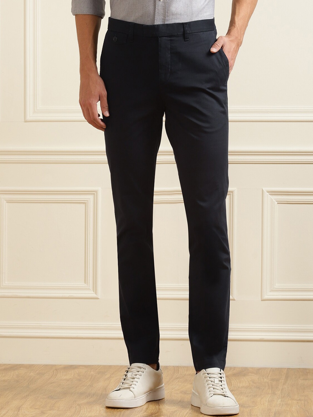 

Ted Baker Men Navy Blue Pure Cotton Trousers