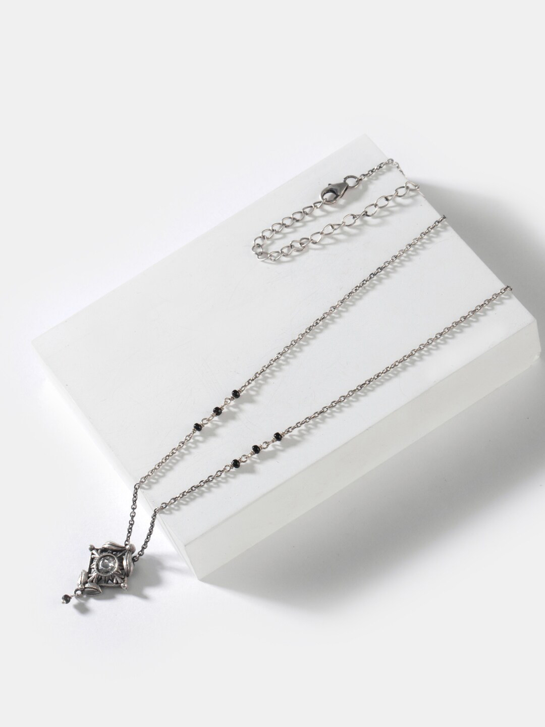 

SHAYA Silver-Toned & Black Sterling Silver Necklace