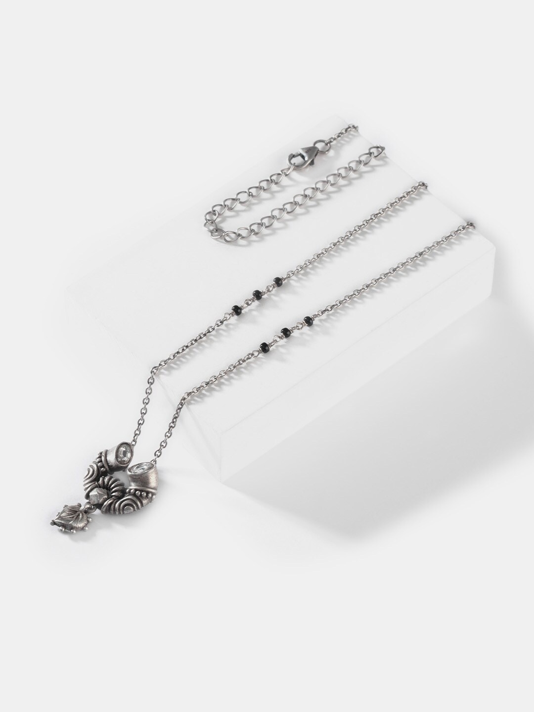 

SHAYA Silver-Toned & Black 925 Sterling Silver Necklace