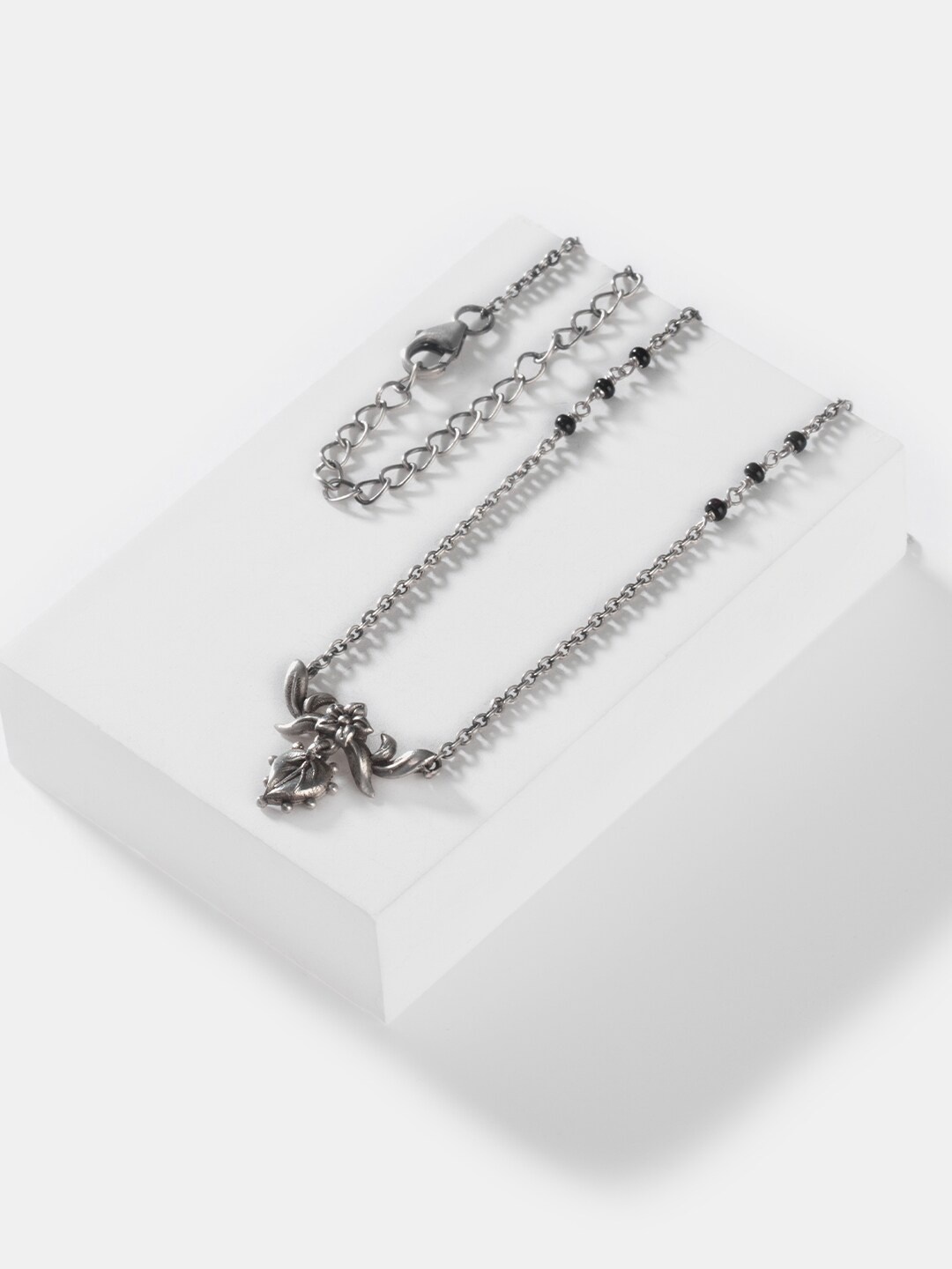 

SHAYA Silver-Toned & Black Sterling Silver Necklace