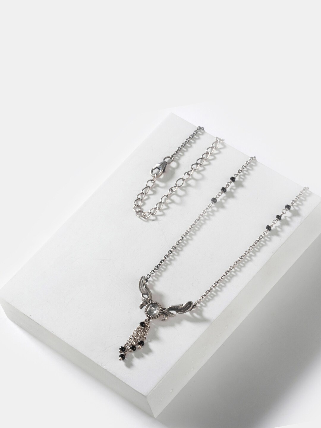 

SHAYA Silver-Toned & Black Sterling Silver Necklace