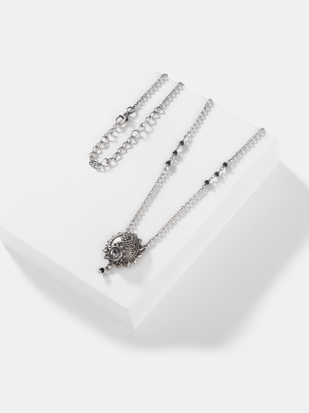 

SHAYA Silver-Toned & Black Sterling Silver Necklace