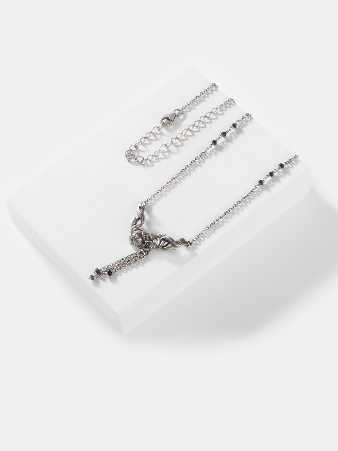 

SHAYA Silver-Toned & Black Sterling Silver 925 Necklace