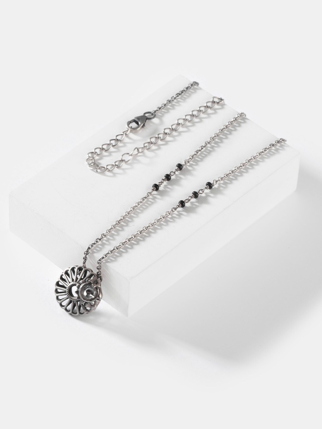 

SHAYA Silver-Toned & Black Sterling Silver Necklace