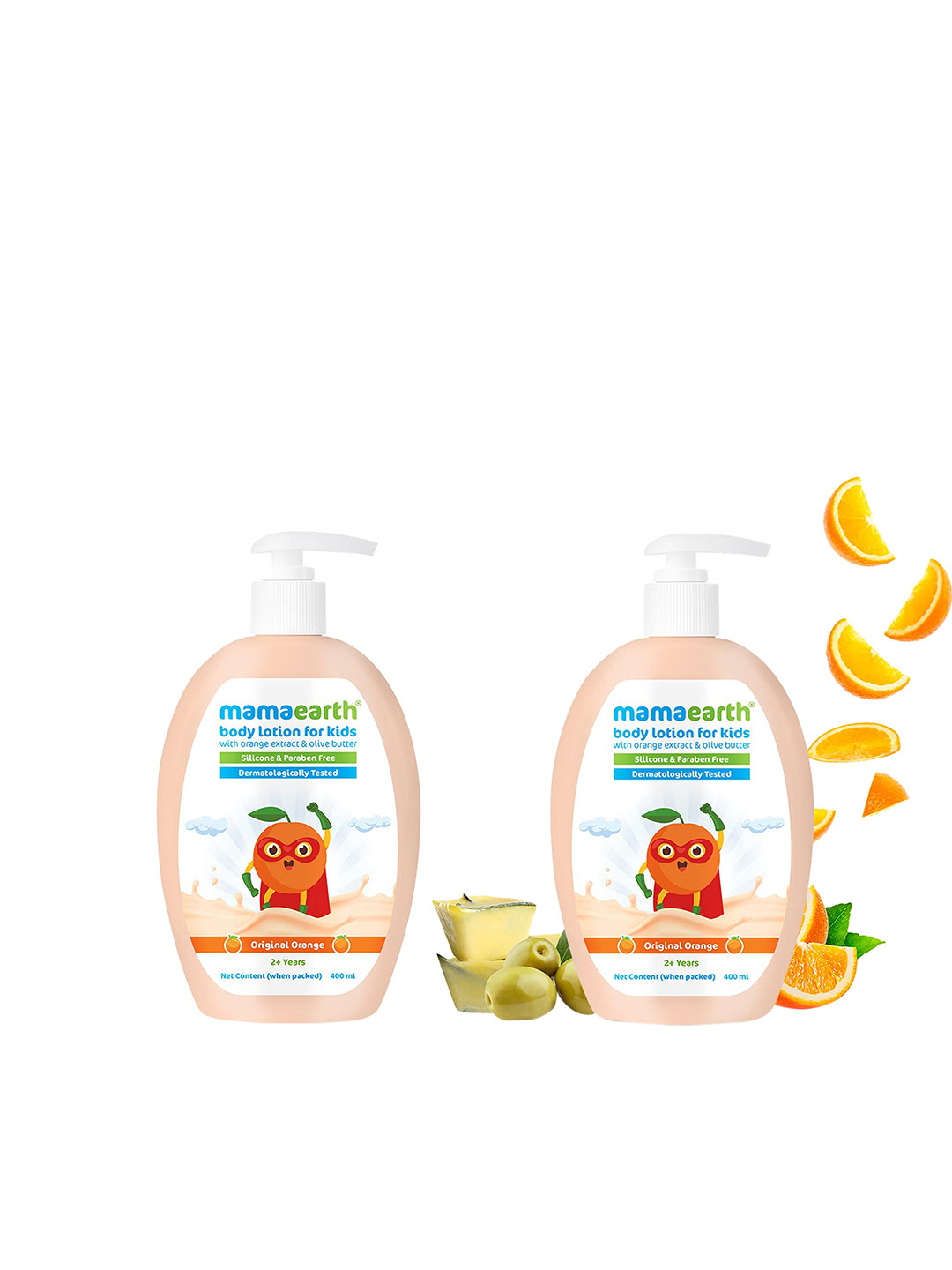 

Mamaearth Set of 2 Original Orange Extract & Olive Butter Kids Body Lotion 400 ml Each
