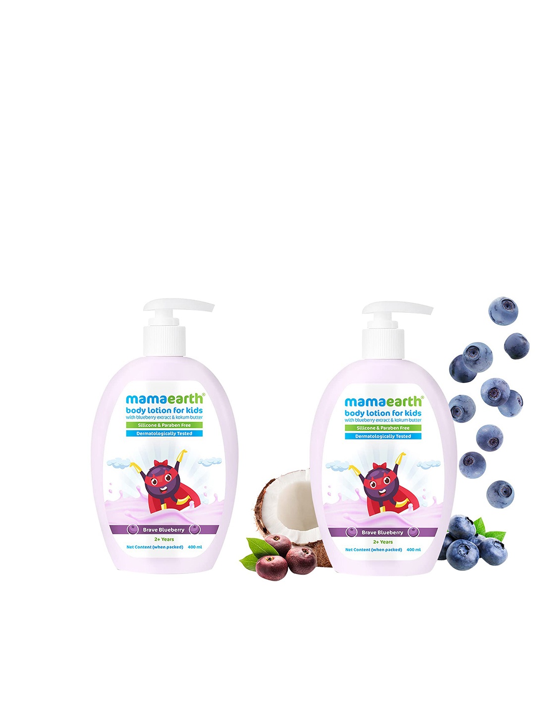 

Mamaearth Set of 2 Brave Blueberry Extract & Kokum Butter Kids Body Lotion, Purple