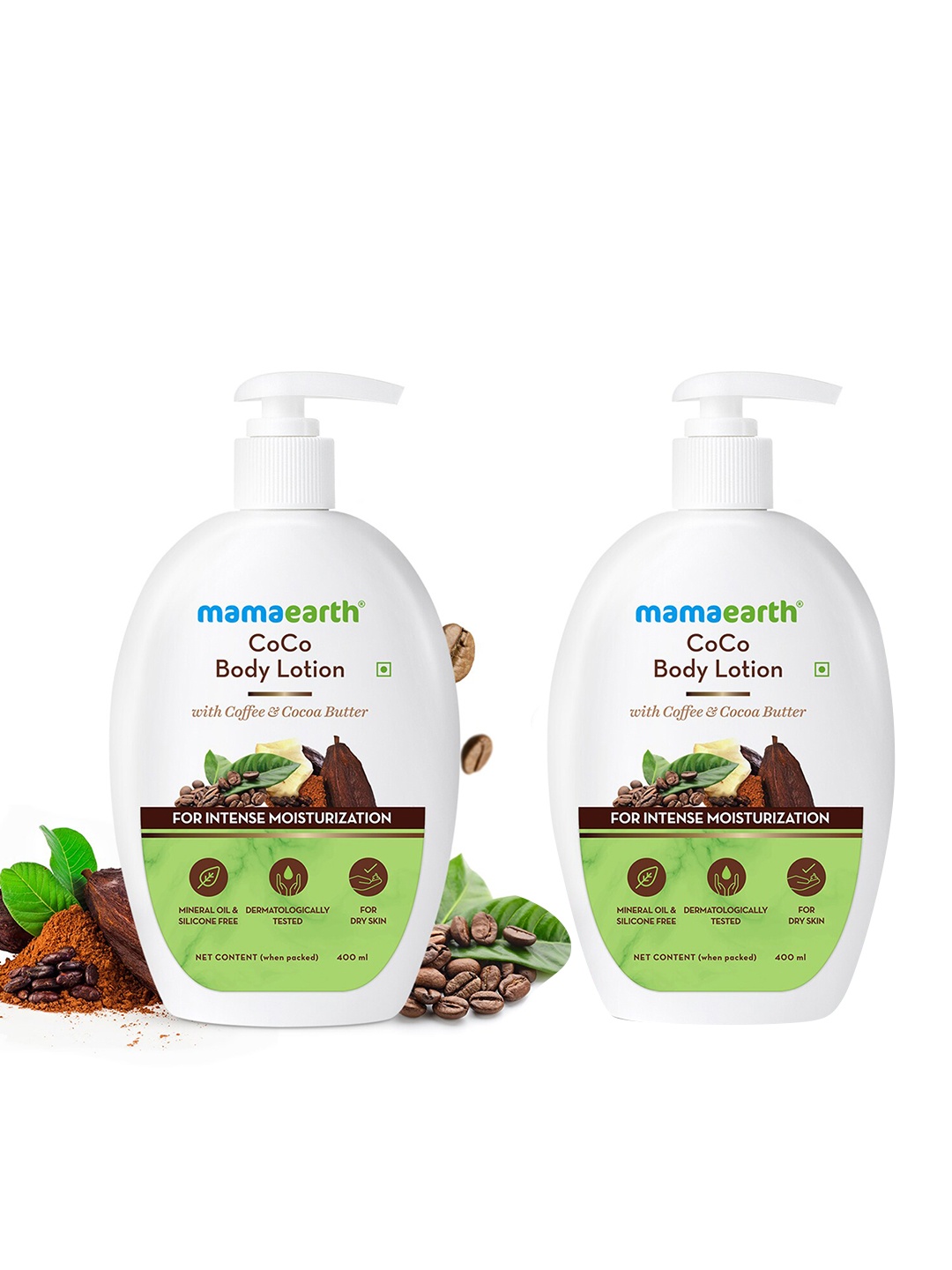 

Mamaearth CoCo Body Lotion with Coffee & Cocoa for Intense Moisturization 400 ml Each, Brown