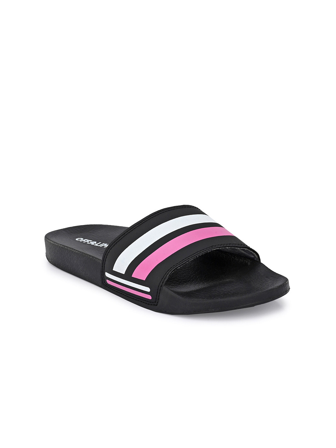 

OFF LIMITS Women Black & Pink Striped Sliders