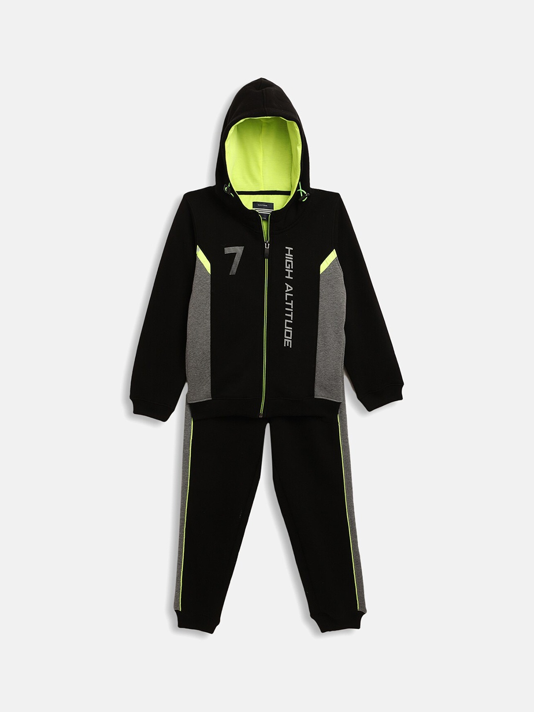 

Octave Boys Black & Grey Colourblocked Cotton Tracksuit