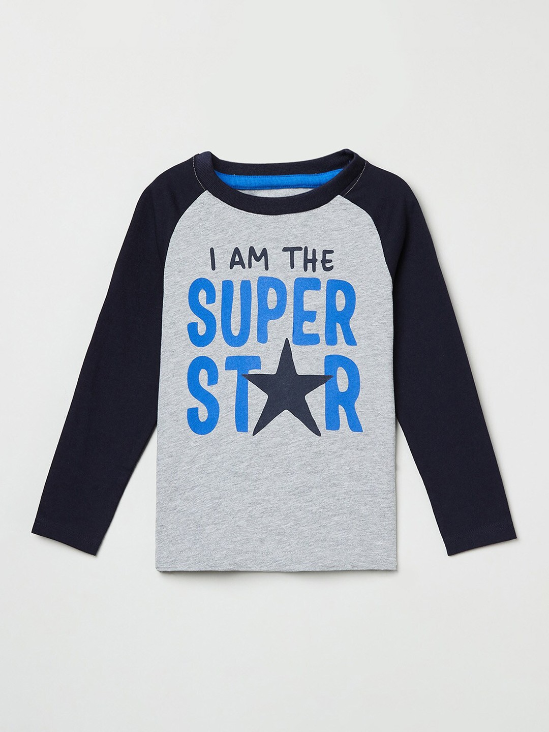 

max Boys Grey Typography Printed T-shirt