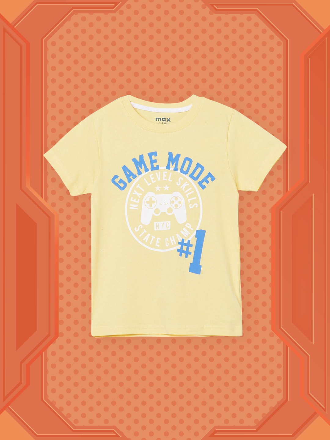 

max Boys Yellow Typography Printed Pure Cotton T-shirt