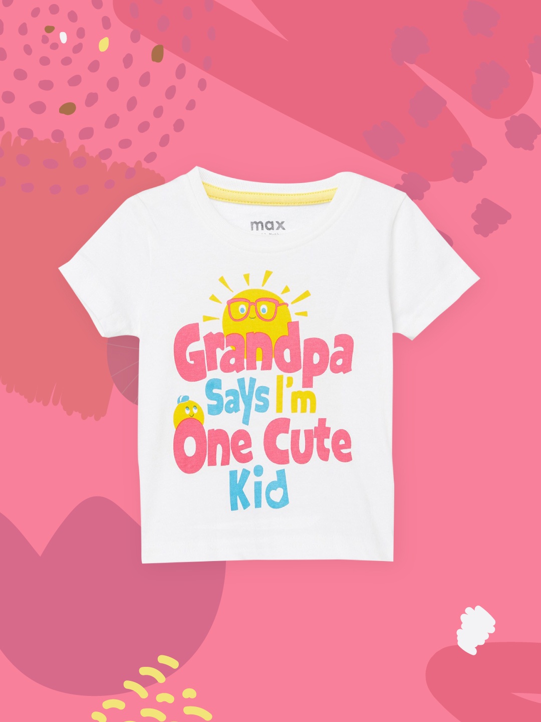 

max Boys White Typography Printed Cotton T-shirt