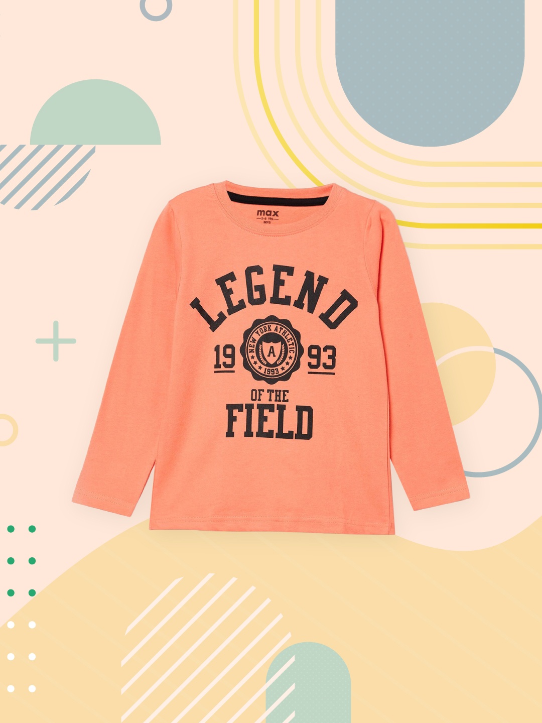 

max Boys Orange Typography Printed Pure Cotton T-shirt