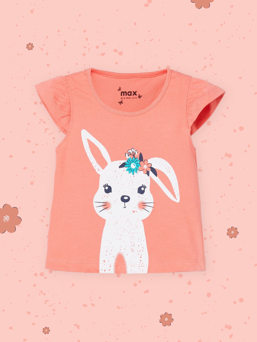 

max Girls Orange Printed Pure Cotton T-shirt