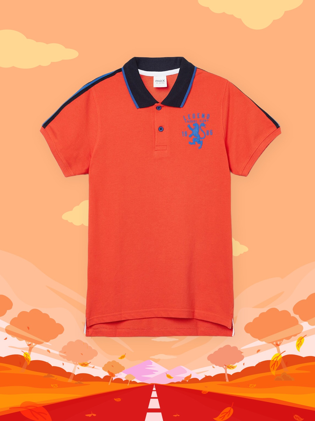 

max Boys Orange Polo Collar Pure Cotton T-shirt