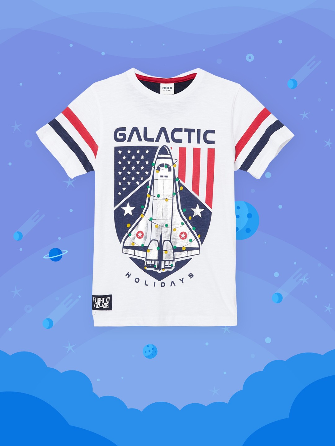 

max Boys White Printed Pure Cotton T-shirt