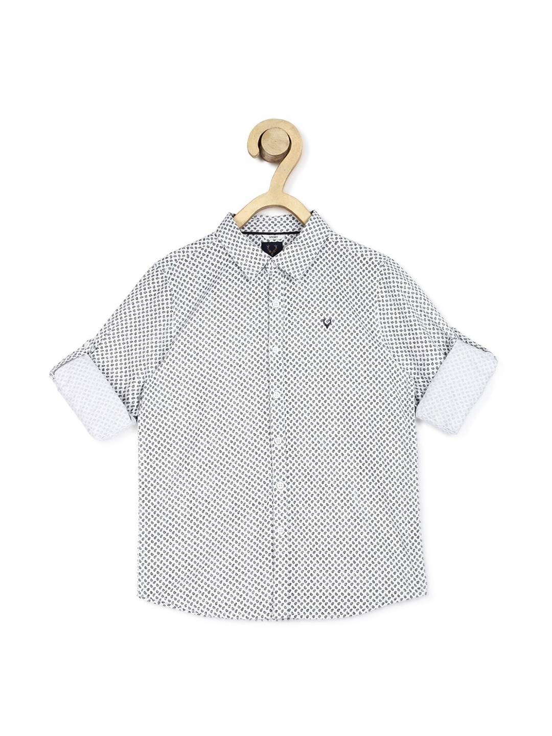 

Allen Solly Junior Boys Grey Slim Fit Cotton Printed Casual Shirt