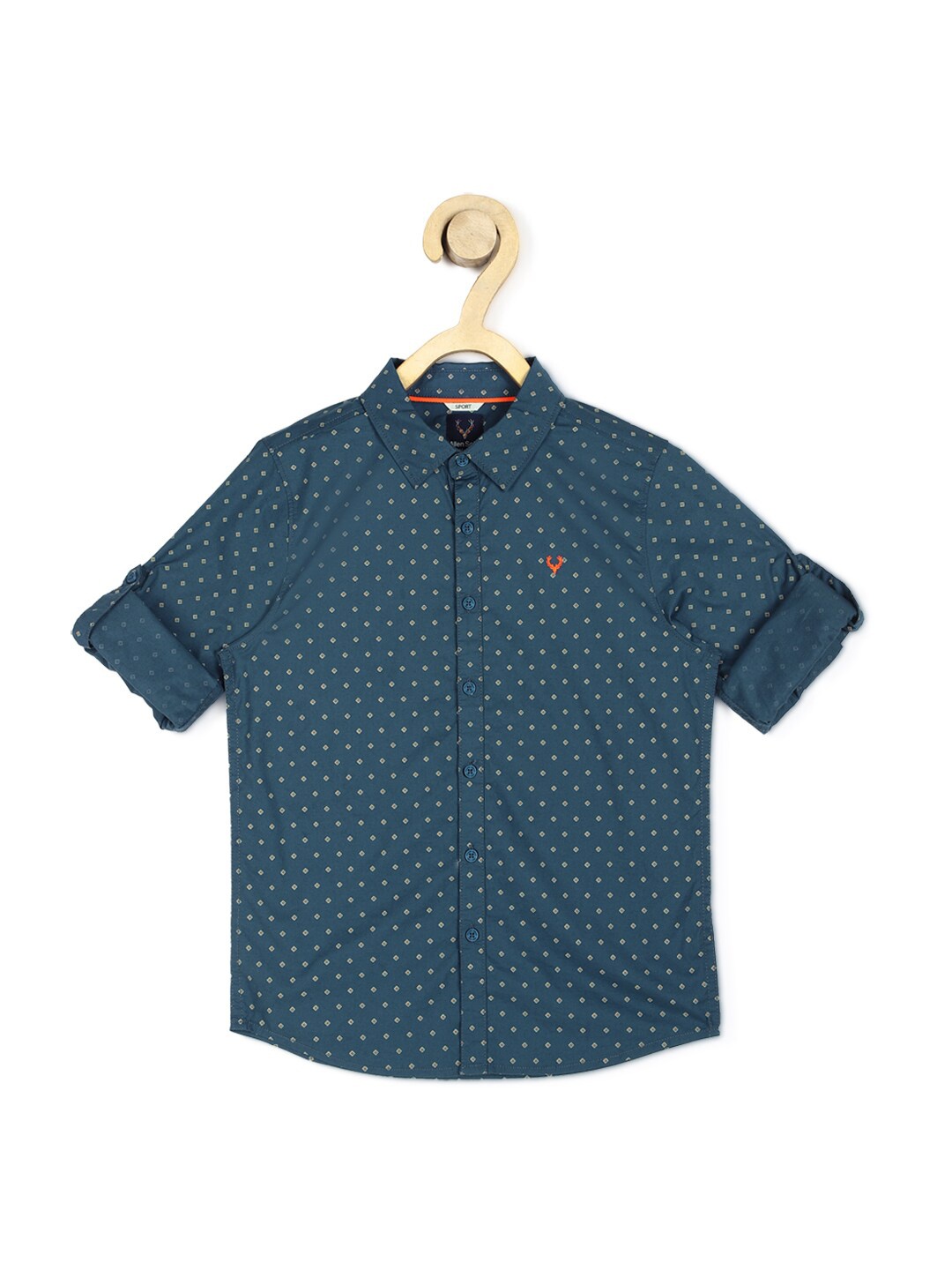 

Allen Solly Junior Boys Navy Blue Slim Fit Micro Ditsy Printed Opaque Cotton Casual Shirt