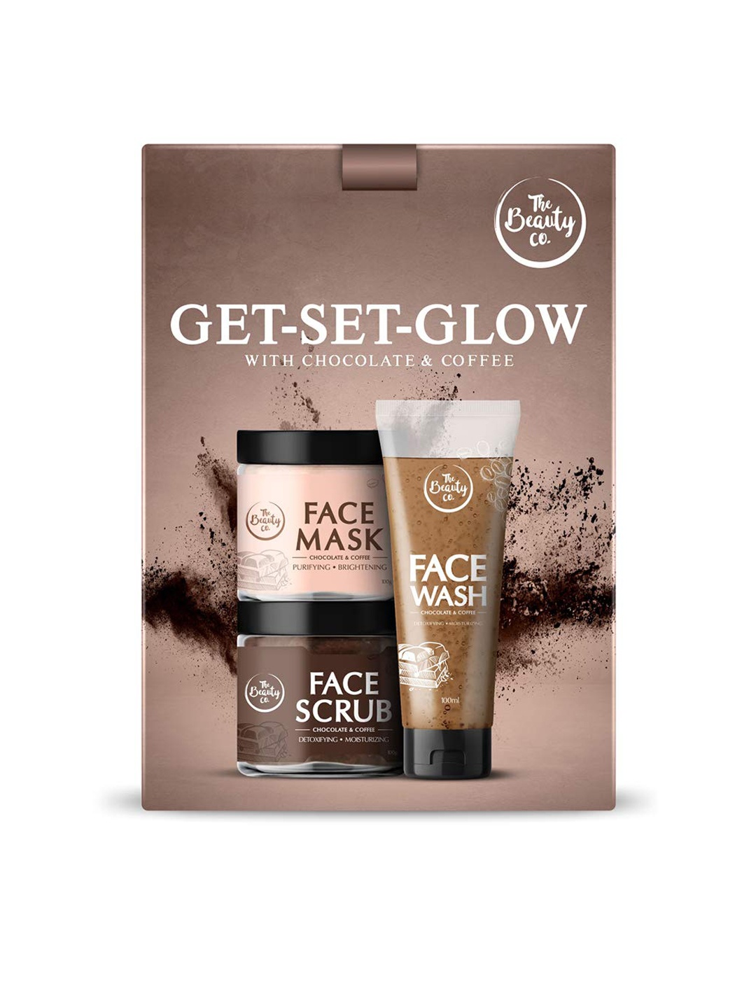 

The Beauty Co. Get-Set-Glow Facial Skincare Routine Combo, Brown