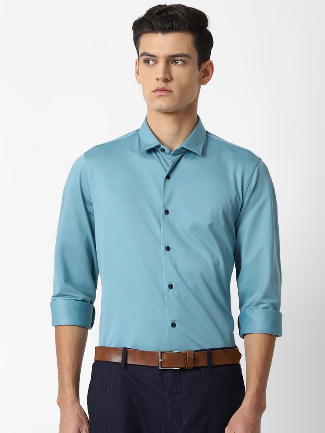 

Louis Philippe Sport Men Teal Solid Slim Fit Semiformal Shirt
