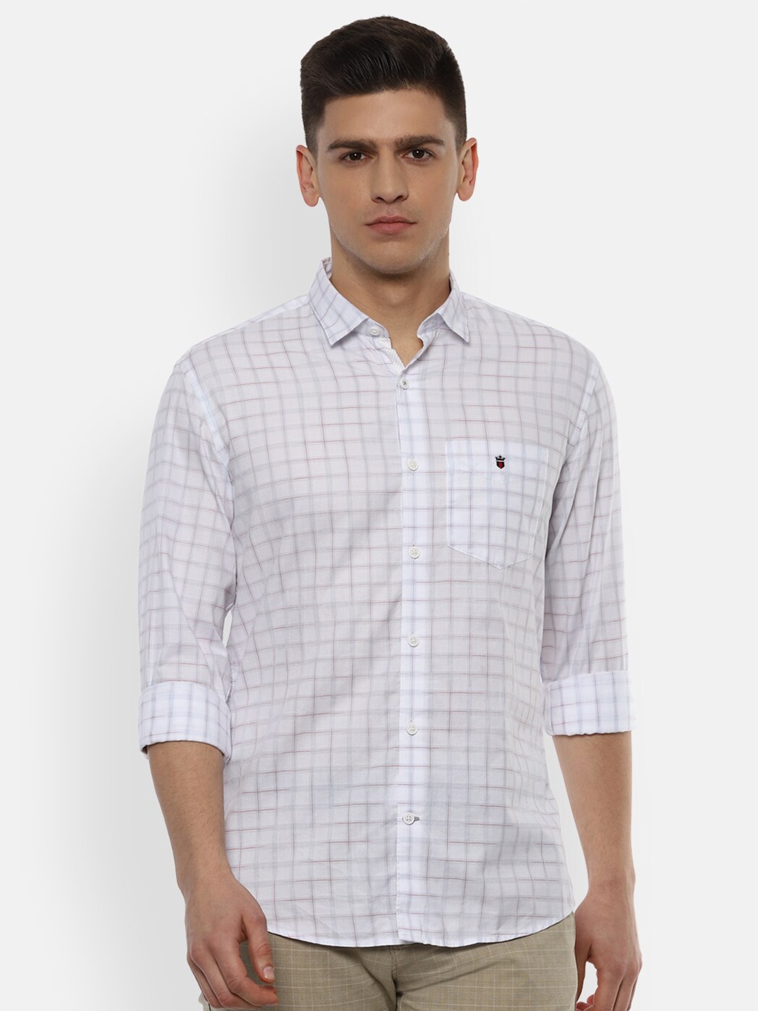 

Louis Philippe Sport Men White Slim Fit Grid Tattersall Check Casual Shirt