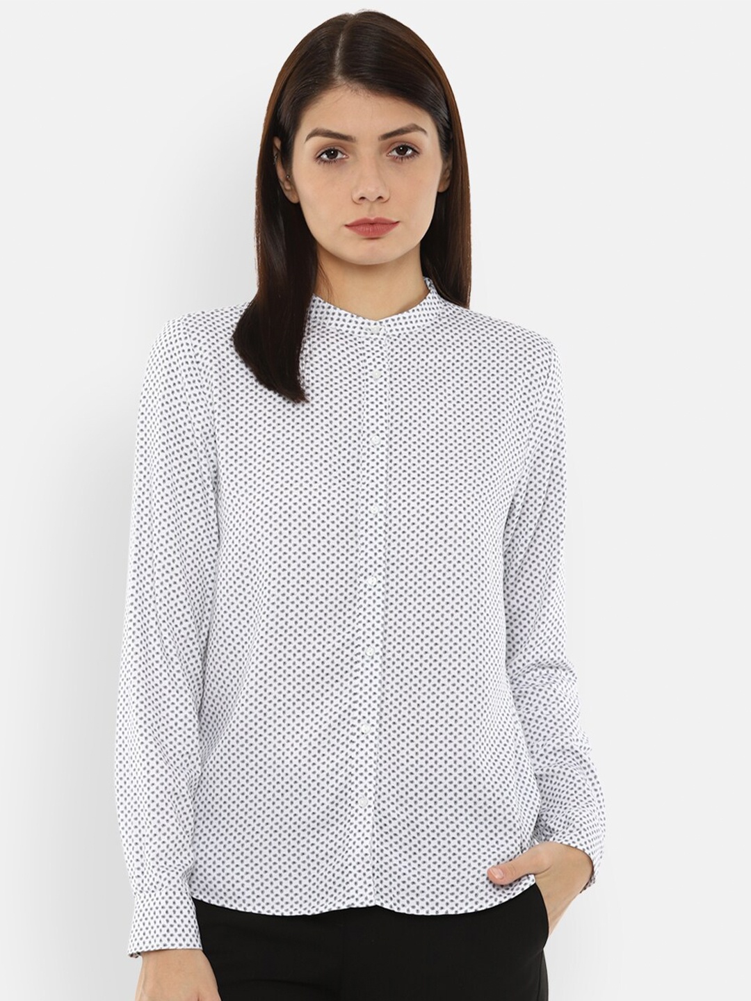 

Van Heusen Woman Grey Micro Ditsy Printed Casual Shirt