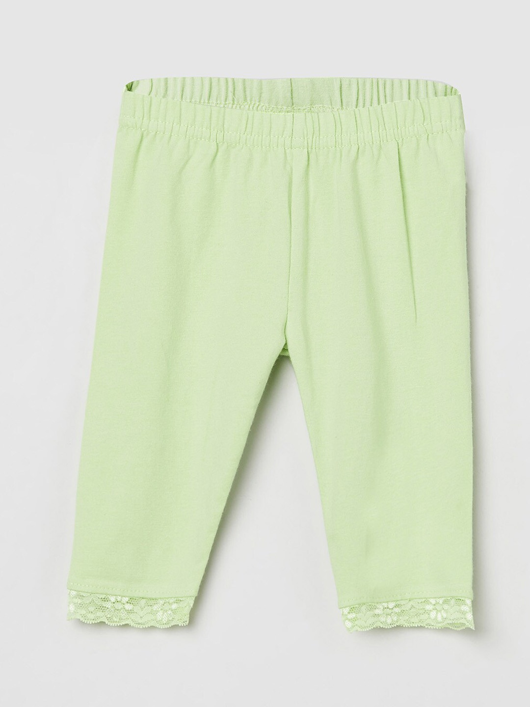 

max Infant Girls Green Solid Pure Cotton Leggings