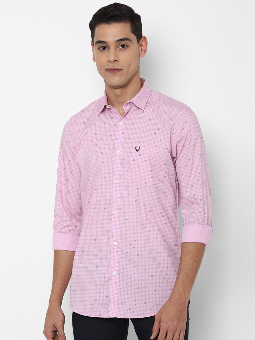 

Allen Solly Men Pink Slim Fit Printed Casual Shirt