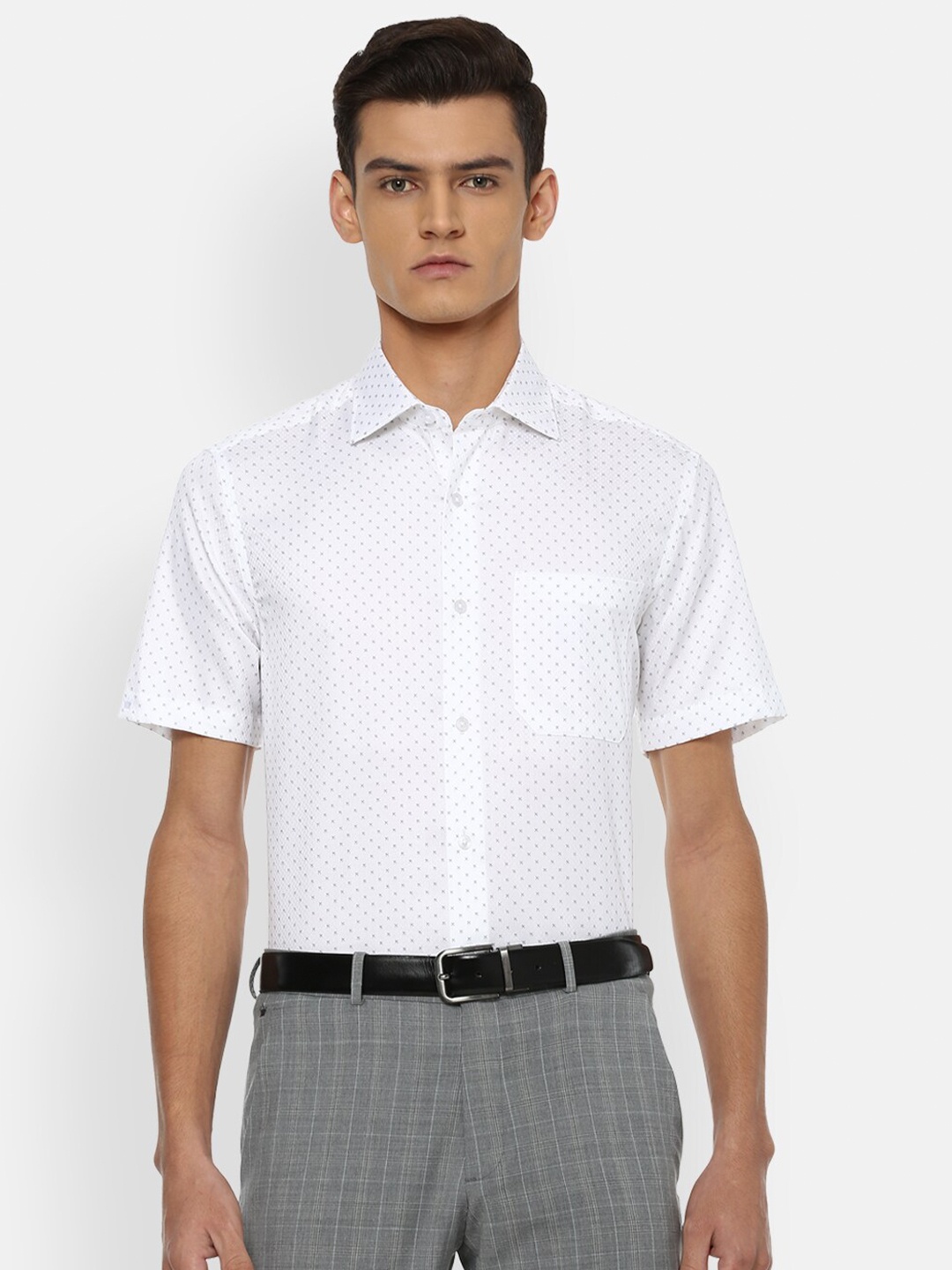 

Louis Philippe Gods & Kings Men White Printed Pure Cotton Formal Shirt