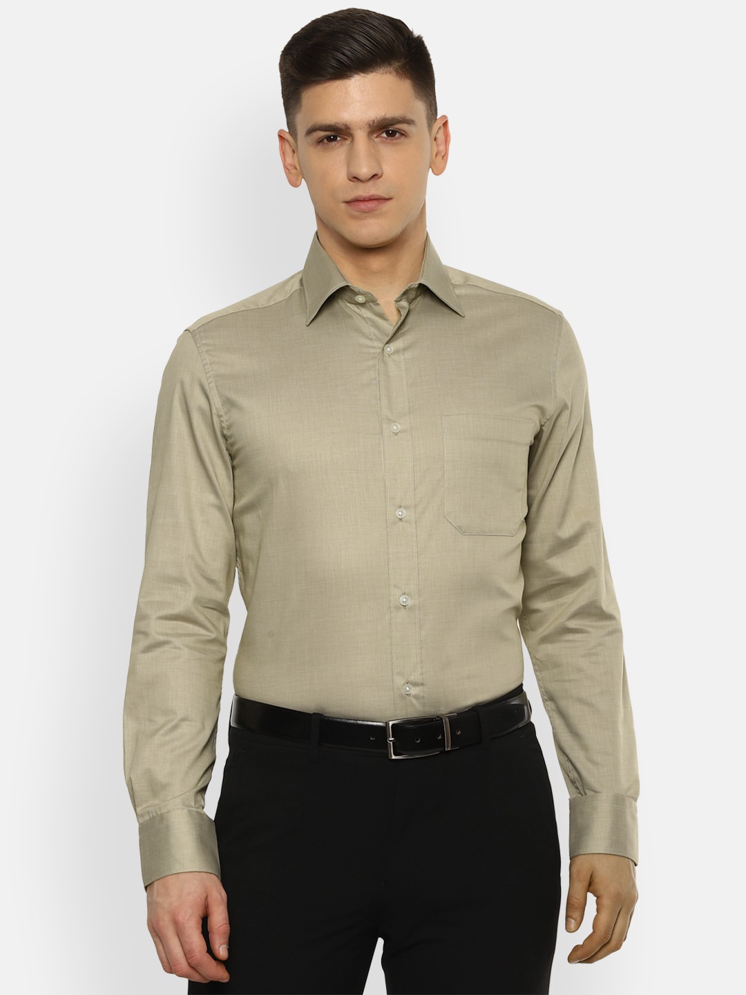 

Louis Philippe Men Khaki Pure Cotton Formal Shirt