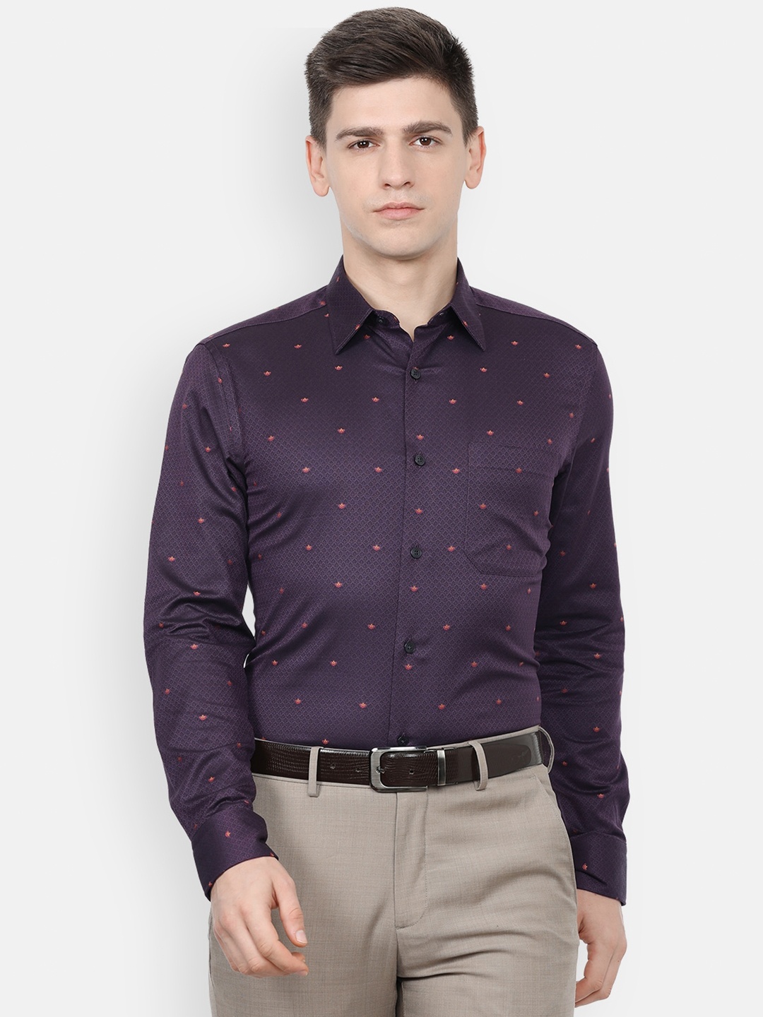 

Louis Philippe Gods & Kings Men Purple Printed Formal Shirt