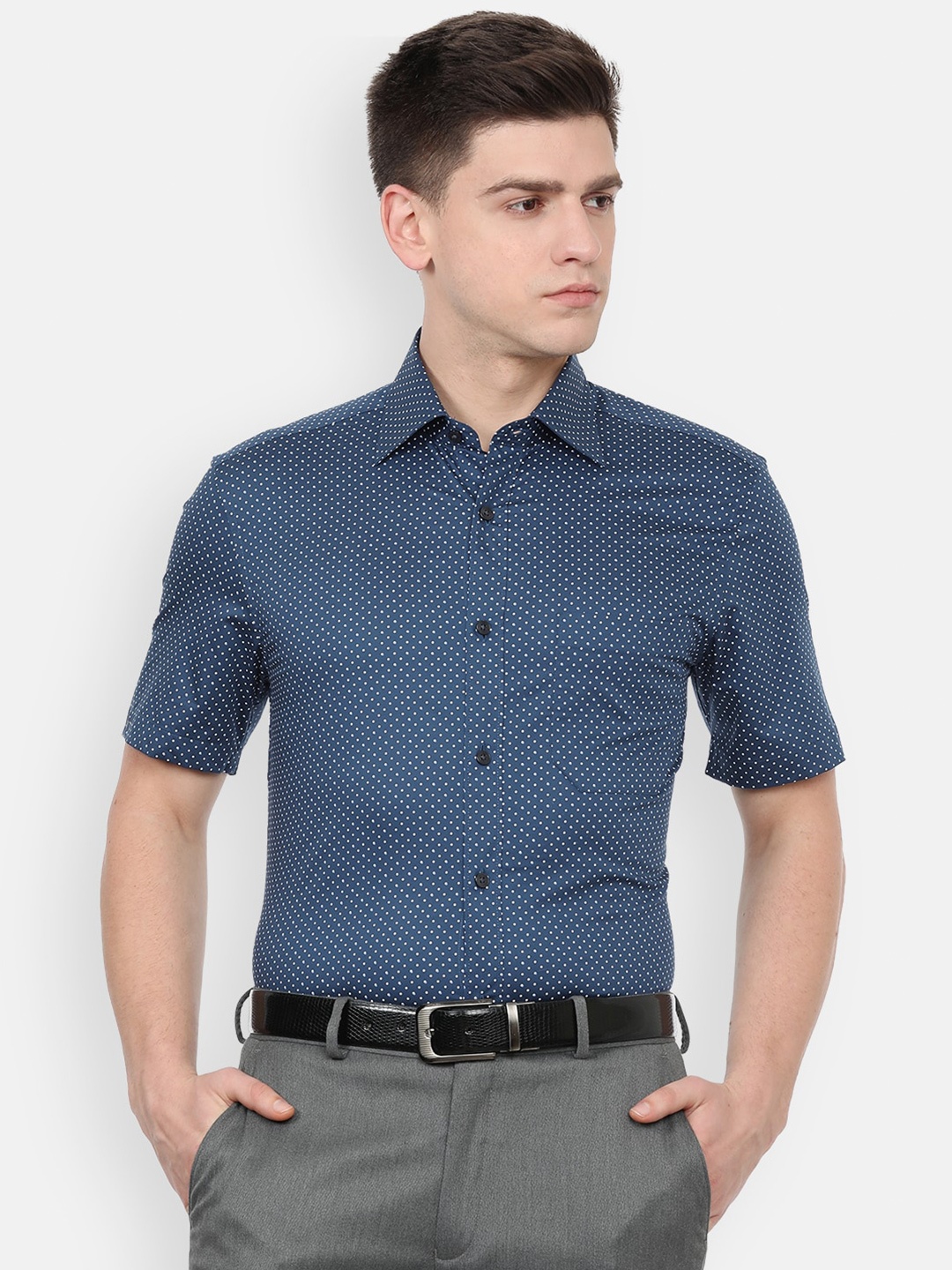 

Louis Philippe Men Navy Blue Printed Formal Shirt