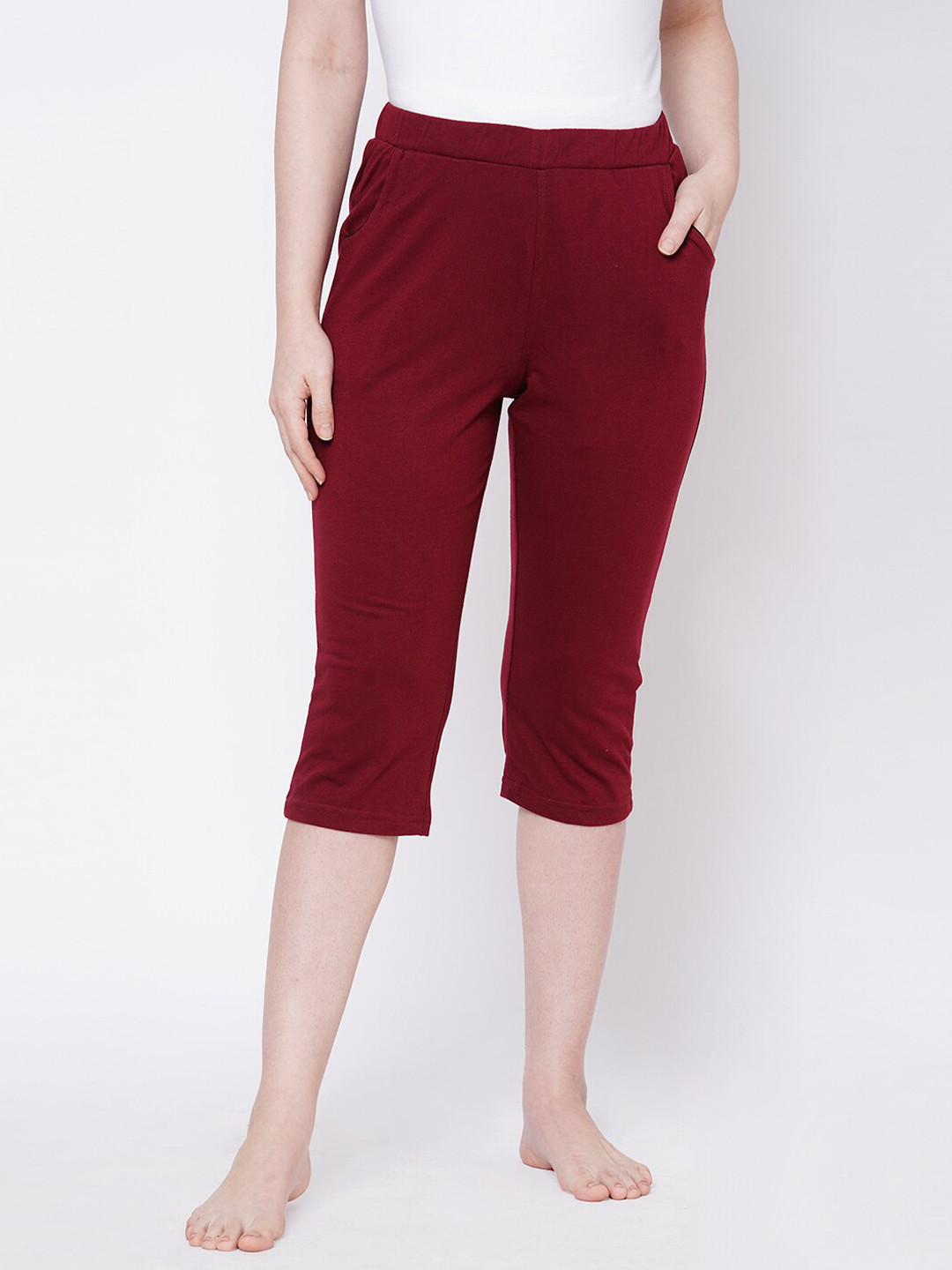 

Sweet Dreams Women Maroon Cotton Lounge Capris