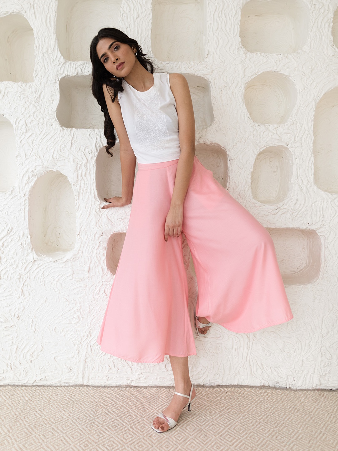 

elleven Women Pink Solid Loose Fit Culottes
