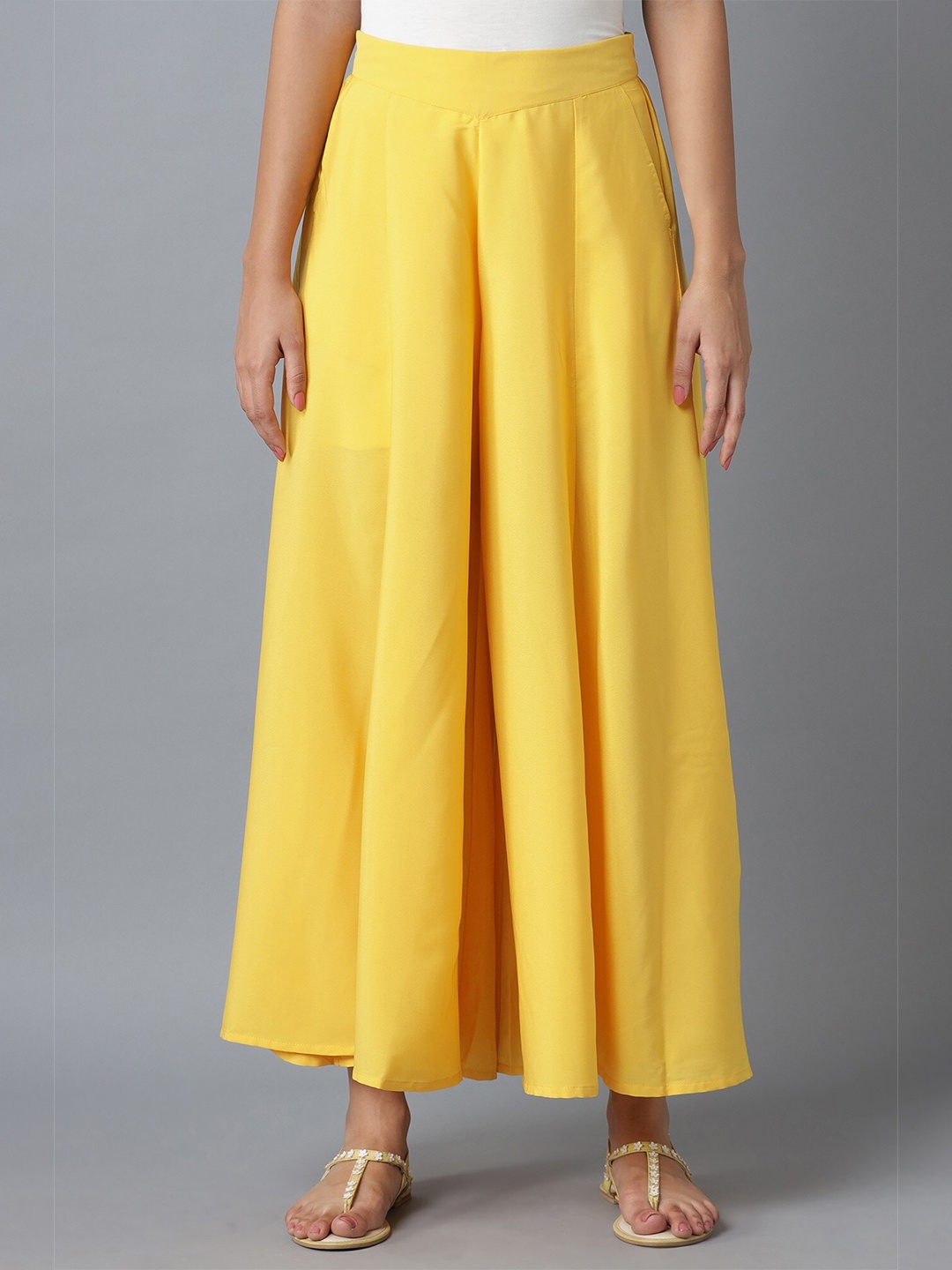 

elleven Women Yellow Flared Palazzos