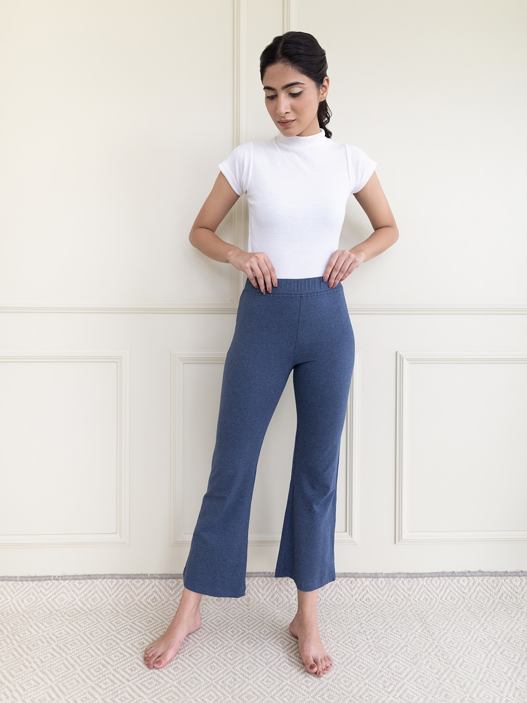 

elleven Women Blue Solid Bootcut Trousers