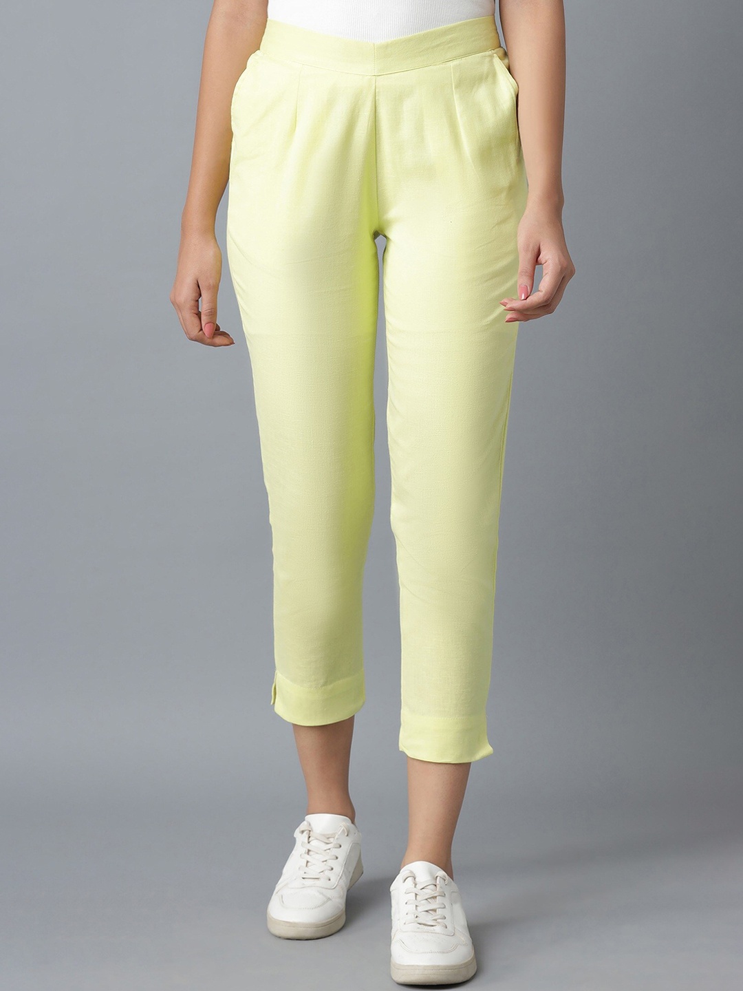 

elleven Women Yellow Solid Regular Fit Trousers