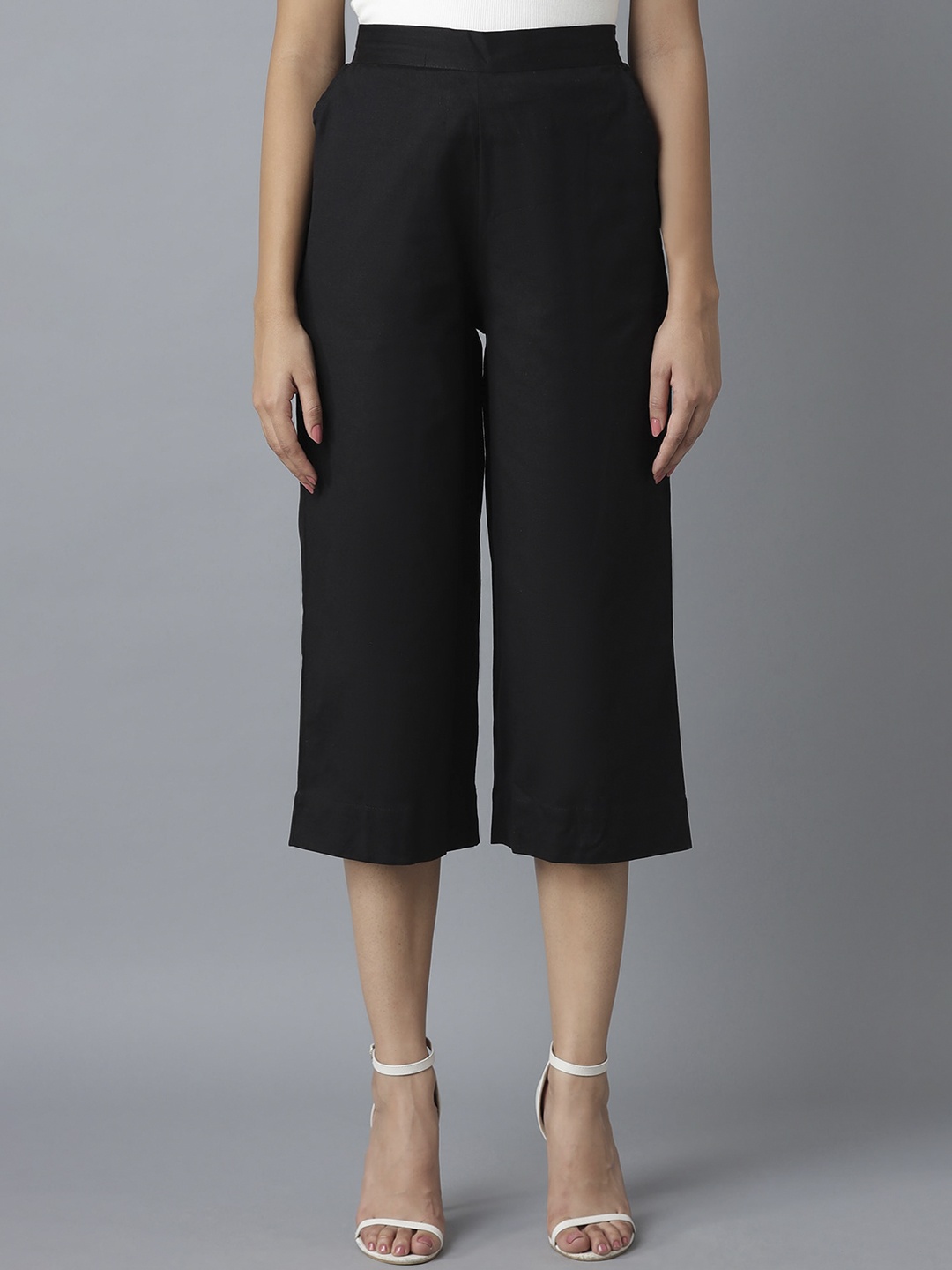 

elleven Women Black Solid Tapered Fit Culottes