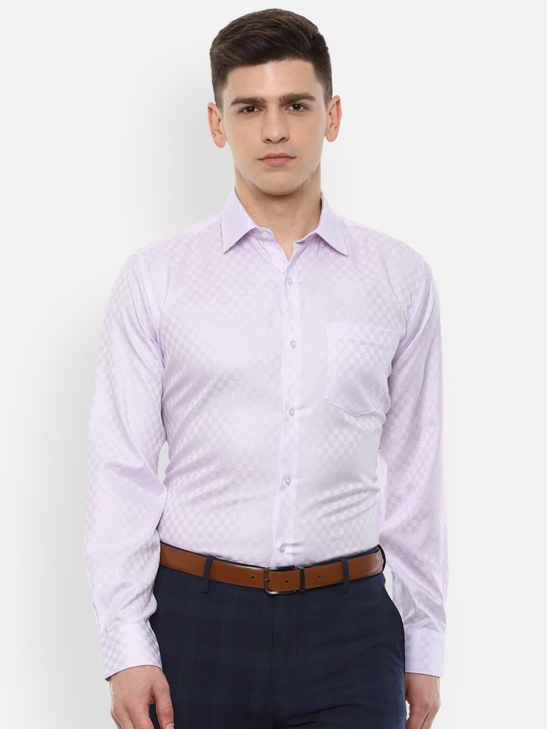

Van Heusen Men Purple Checked Regular Fit Pure Cotton Casual Shirt