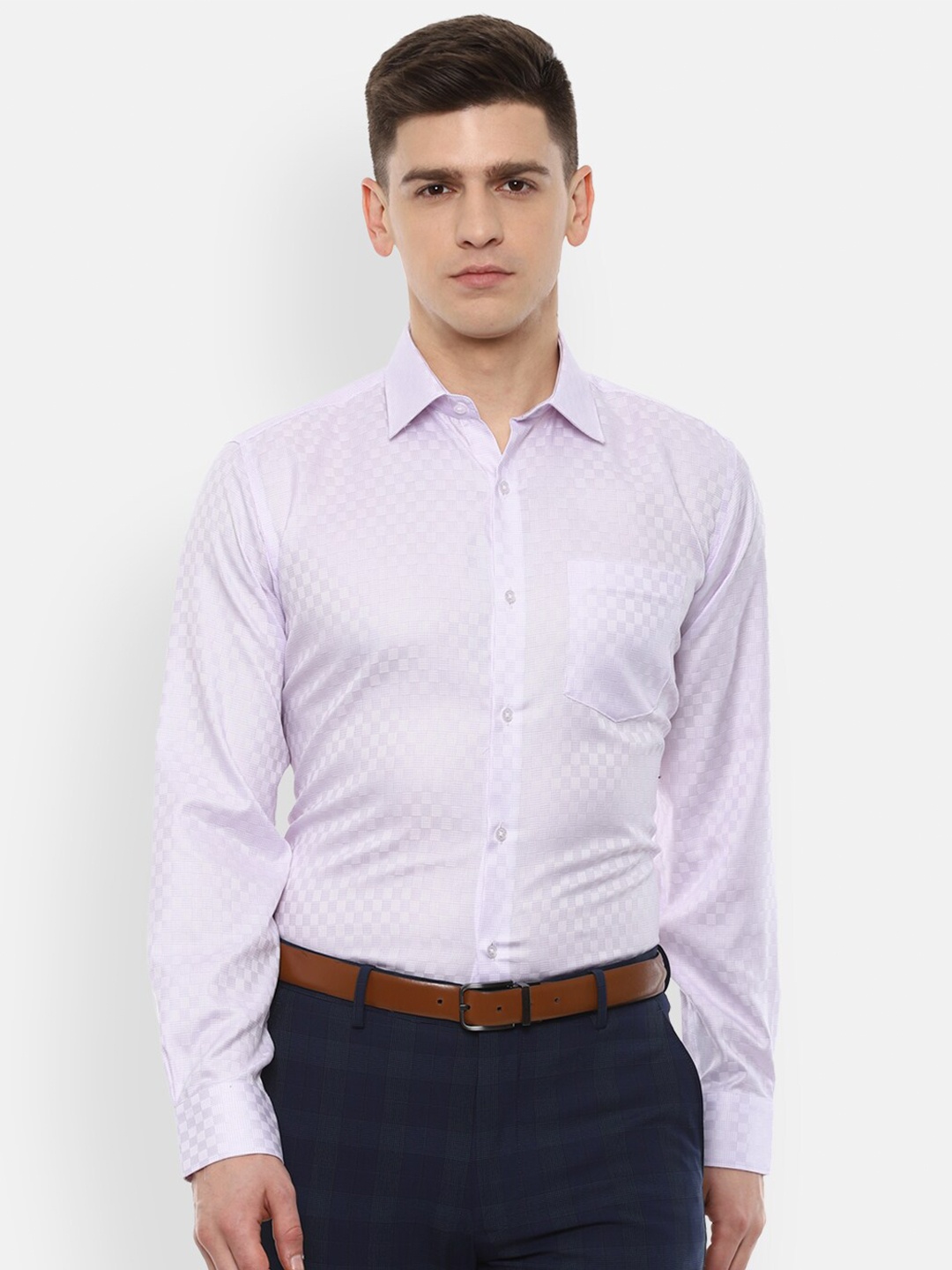 

Van Heusen Men Purple Checked Formal Shirt