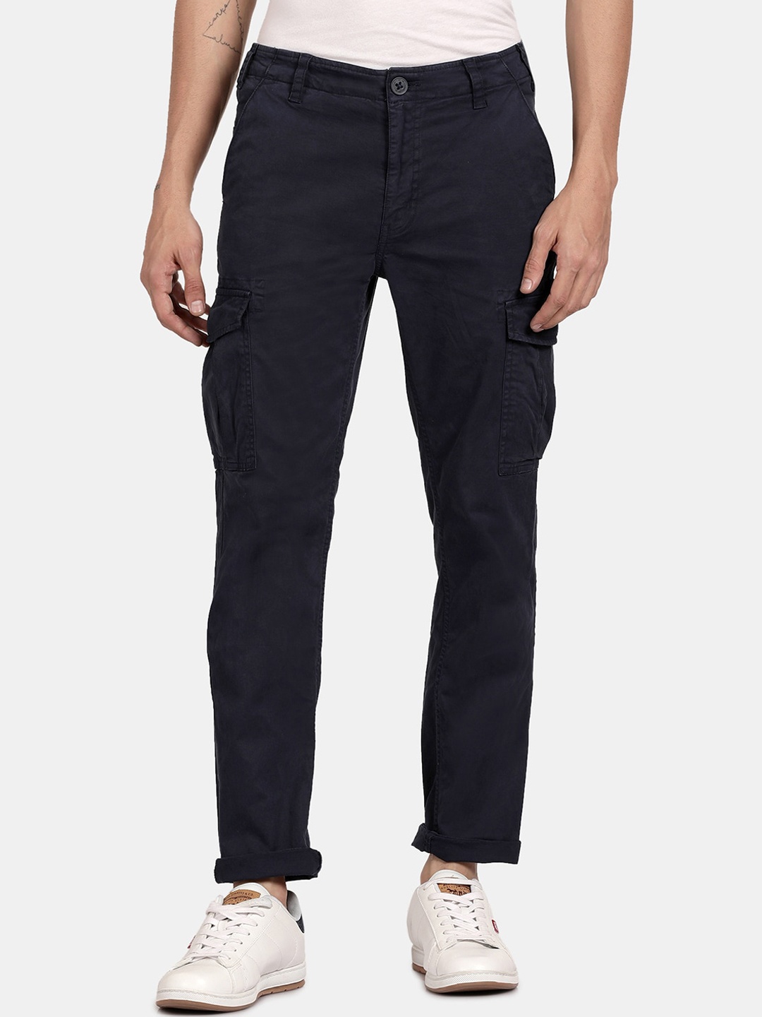 

t-base Men Navy Blue Sic Pocket Cargos Trousers