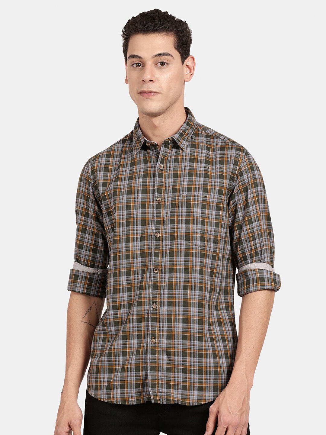 

t-base Men Multicoloured Tartan Checks Checked Casual Shirt, Multi