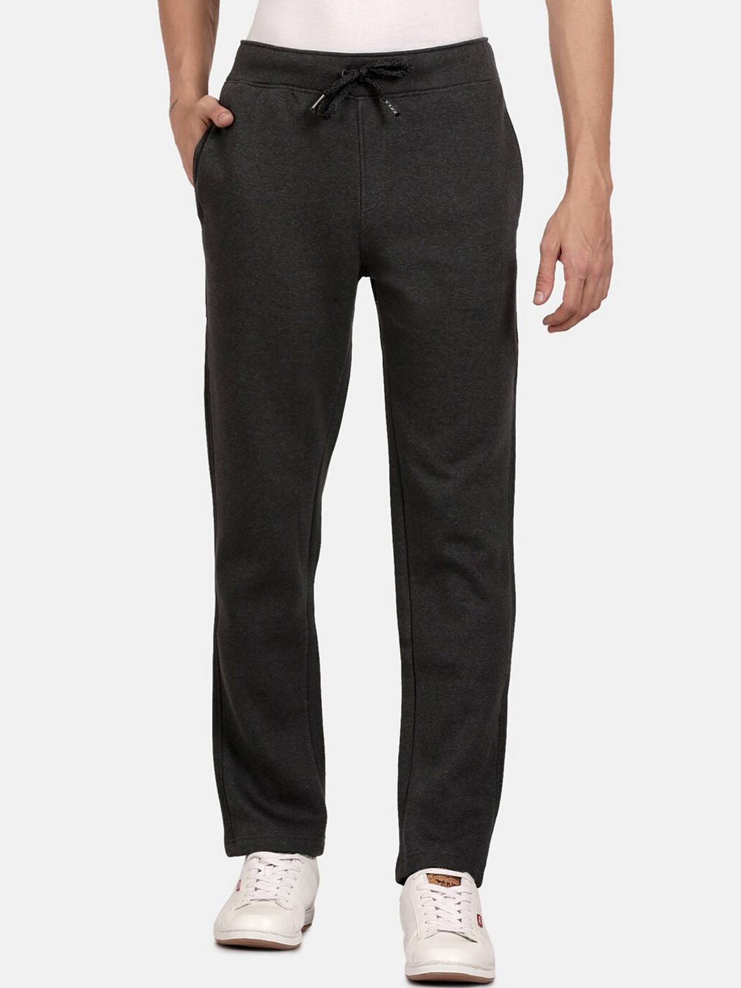 

t-base Men Charcoal Charcoal Grey Solid Regular-Fit Trackpants