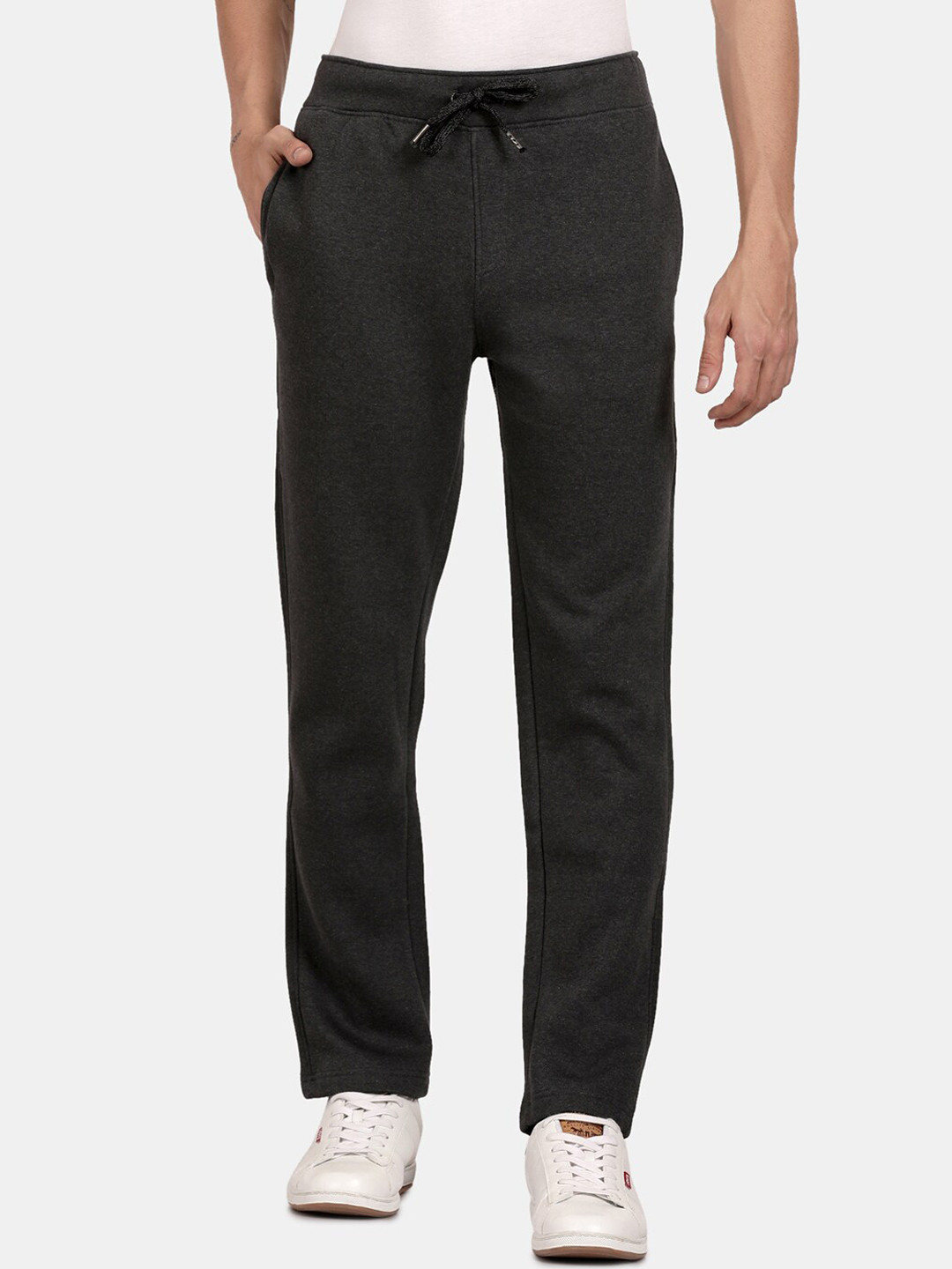 

t-base Men Charcoal Grey Solid Track Pants