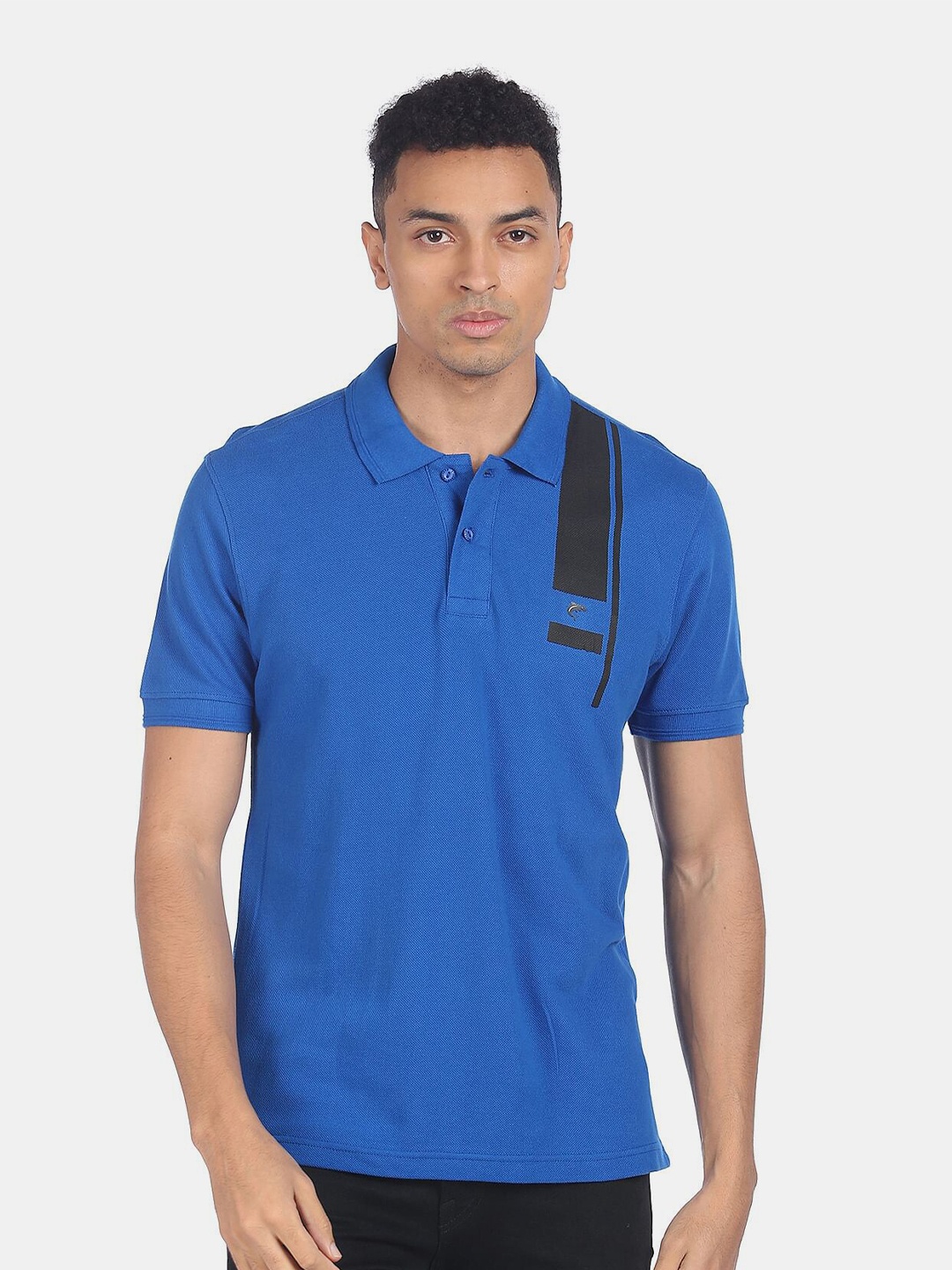

Ruggers Men Blue Polo Collar Pure Cotton T-shirt