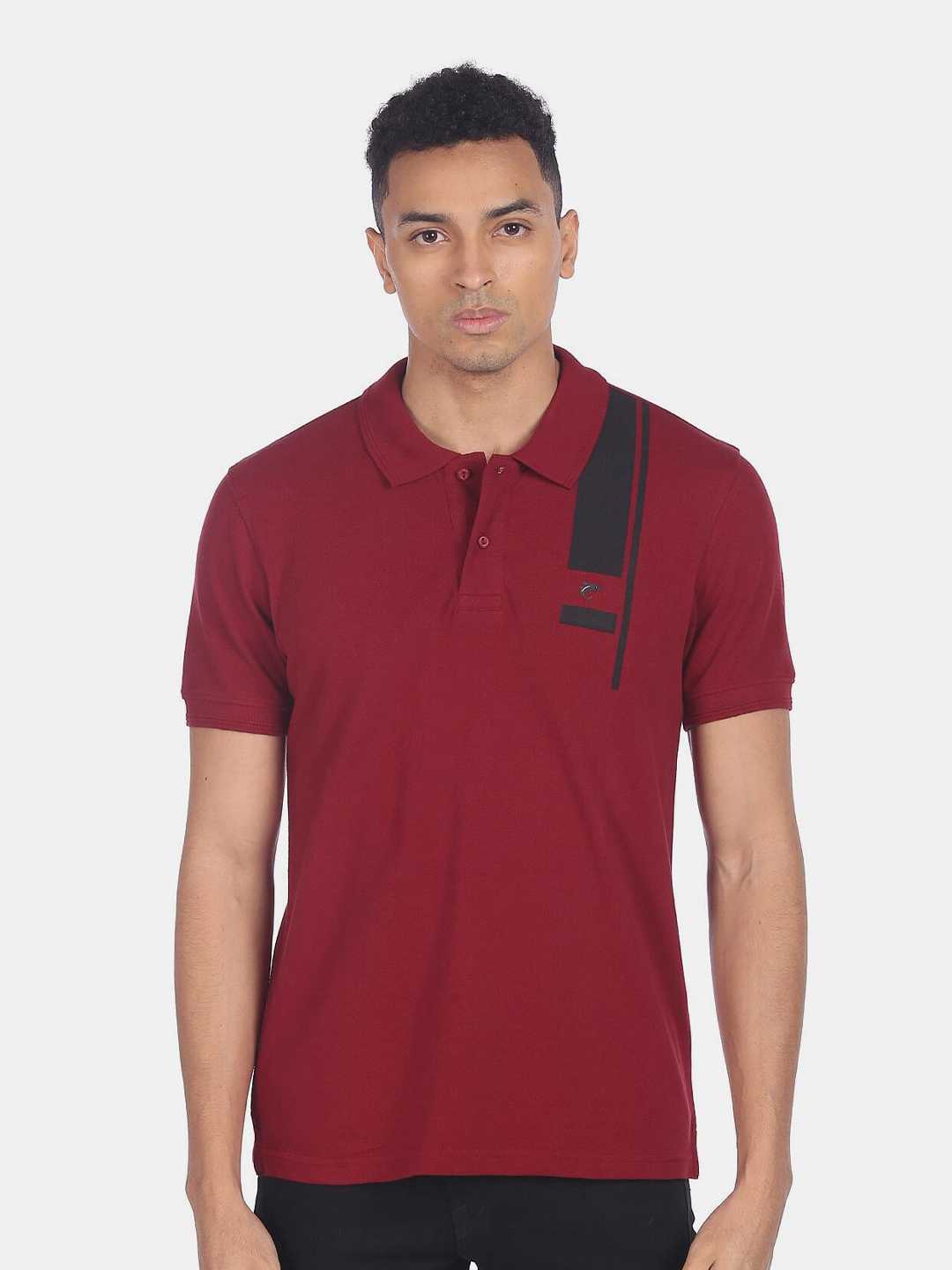 

Ruggers Men Maroon Polo Collar T-shirt
