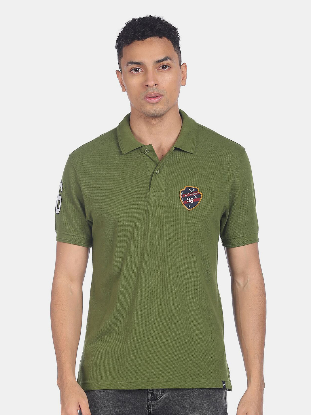 

Ruggers Men Green Polo Collar T-shirt