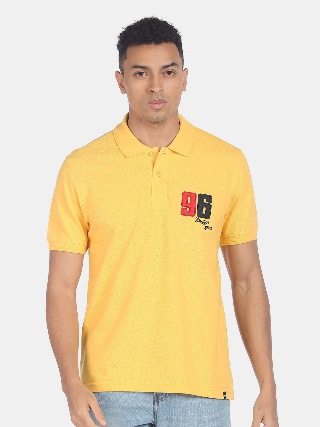 

Ruggers Men Yellow Polo Collar T-shirt