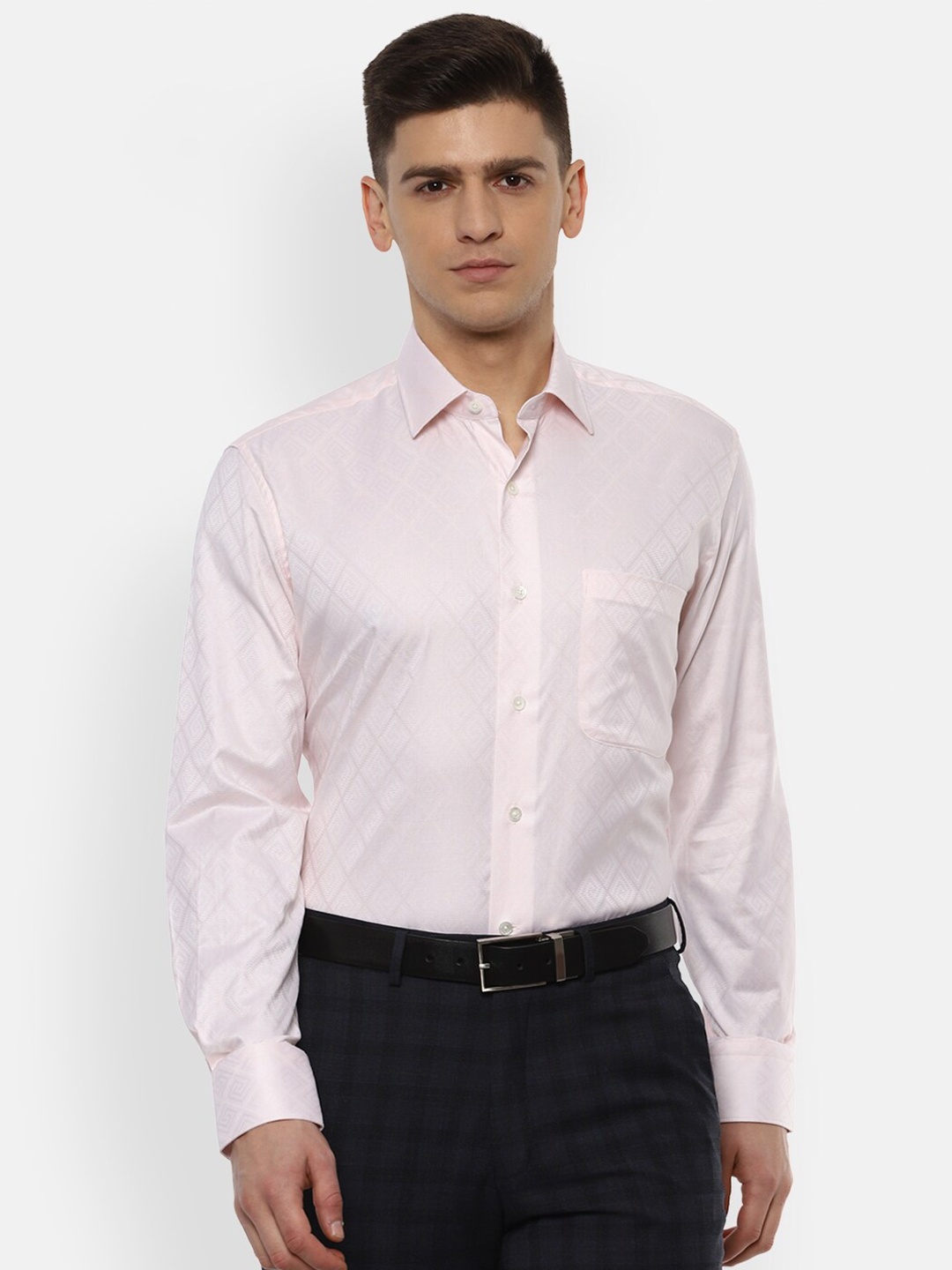

Luxure by Louis Philippe Men Pink Self Design Casual Shirt