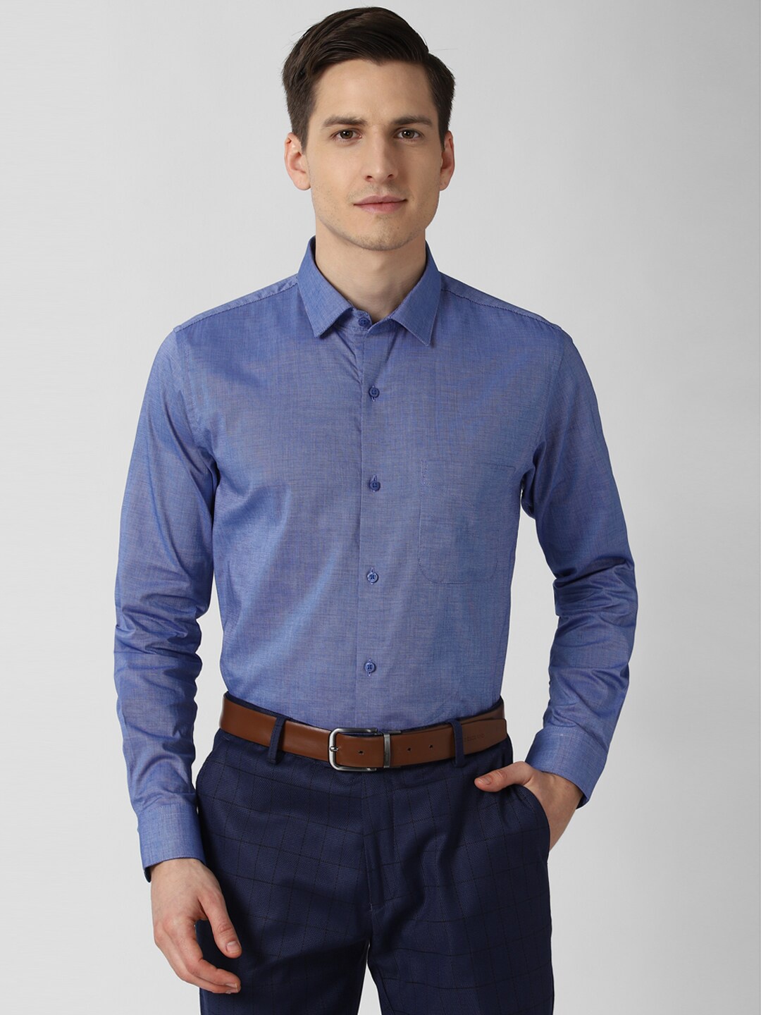 

Peter England Men Blue Slim Fit Pure Cotton Formal Shirt
